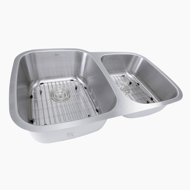 Nantucket Sinks 60/40 Double Bowl 16 Gauge Kitchen Sink with Cutting Board, Grids and Colander Drains NS503-16-CB - view 5