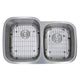 Nantucket Sinks 60/40 Double Bowl 16 Gauge Kitchen Sink with Cutting Board, Grids and Colander Drains NS503-16-CB