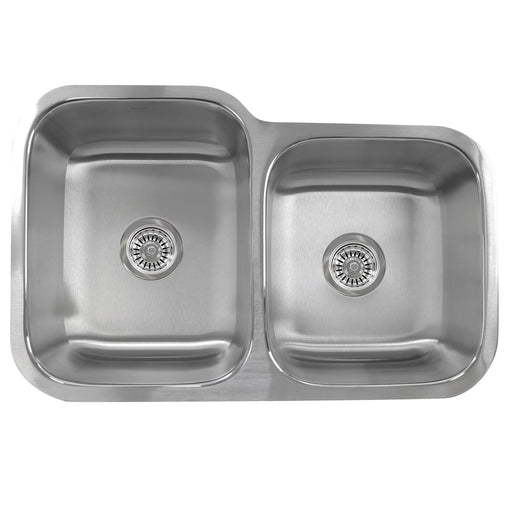 Nantucket Sinks NS6040-18 - 32 Inch 60/40 Double bowl Undermount Stainless Steel Kitchen Sink, 18 Gauge