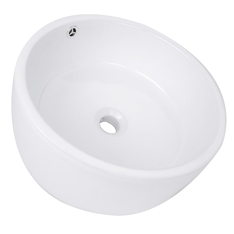 Nantucket Sinks Round White Vessel Sink With Overflow NSV213 - view 3