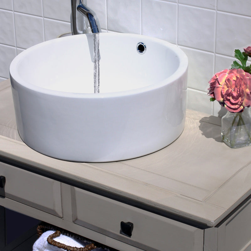 Nantucket Sinks Round White Vessel Sink With Overflow NSV213 - view 6