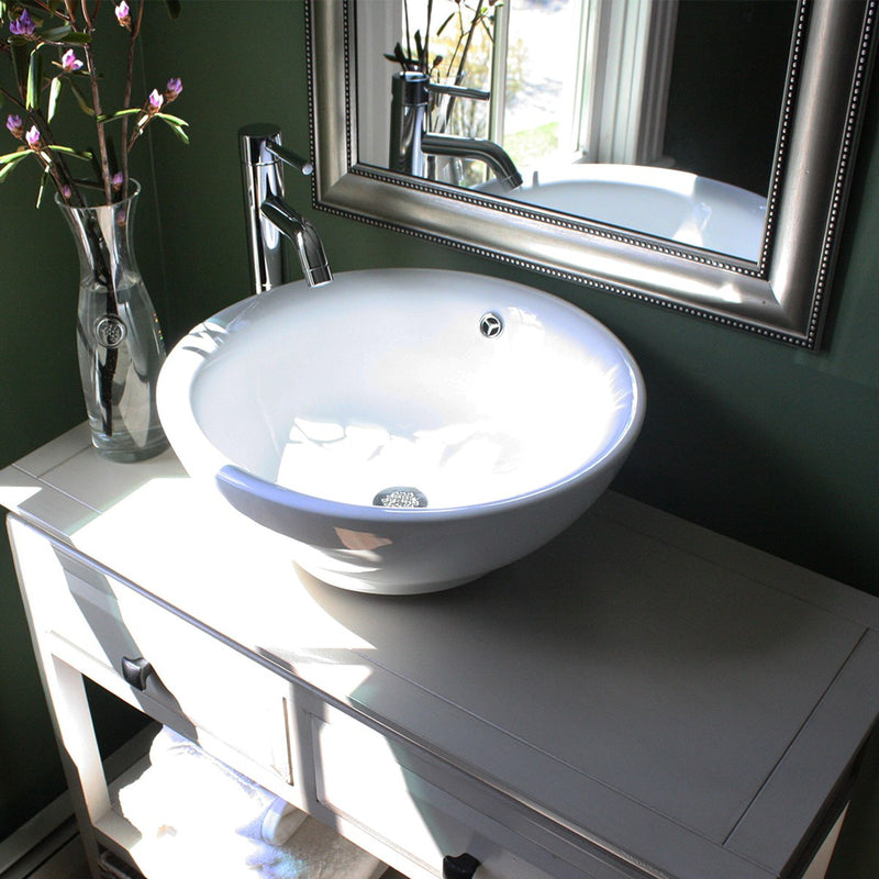 Nantucket Sinks 17 Inch Round White Vessel Sink With Overflow NSV218 - view 6