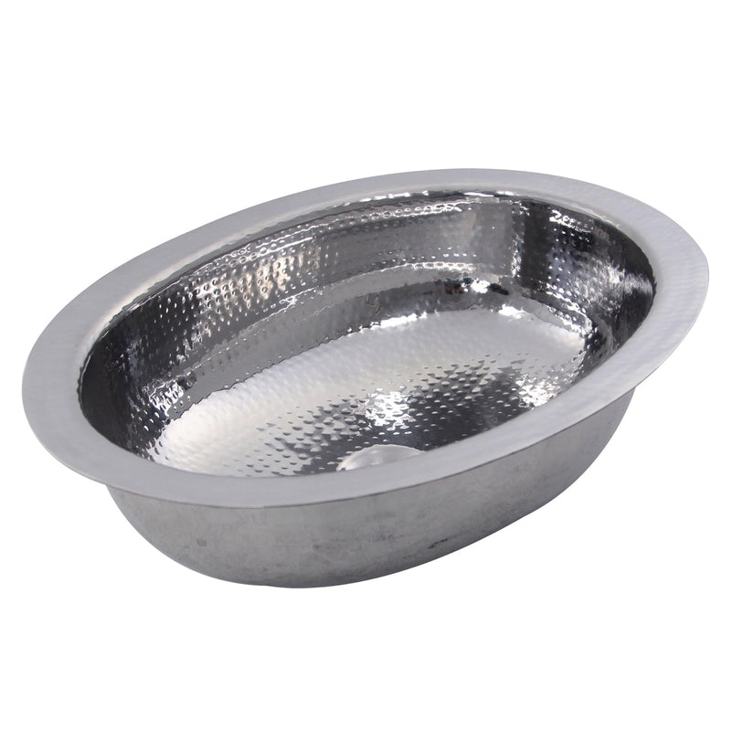 Nantucket Sinks OVS 17.75 Inch x 13.75 Inch Hand Hammered Stainless Steel Oval Undermount Bathroom Sink - view 2