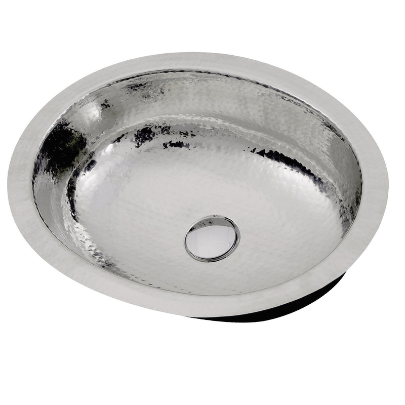 Nantucket Sinks OVS 17.75 Inch x 13.75 Inch Hand Hammered Stainless Steel Oval Undermount Bathroom Sink - view 4