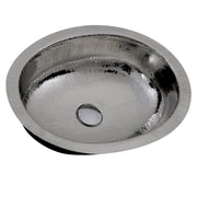 Nantucket Sinks OVS-OF 17.5 Inch x 13.75 Inch Hand Hammered Stainless Steel Oval Undermount Bathroom Sink With Overflow - view 2