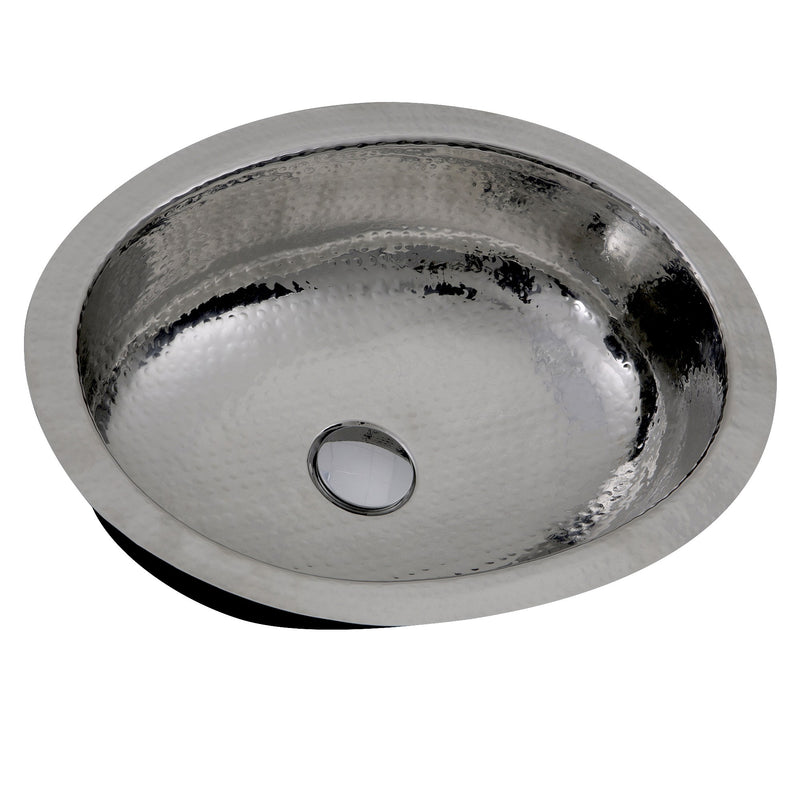Nantucket Sinks OVS-OF 17.5 Inch x 13.75 Inch Hand Hammered Stainless Steel Oval Undermount Bathroom Sink With Overflow - view 2