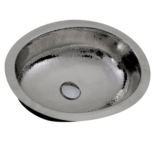 Nantucket Sinks OVS-OF 17.5 Inch x 13.75 Inch Hand Hammered Stainless Steel Oval Undermount Bathroom Sink With Overflow - view 2