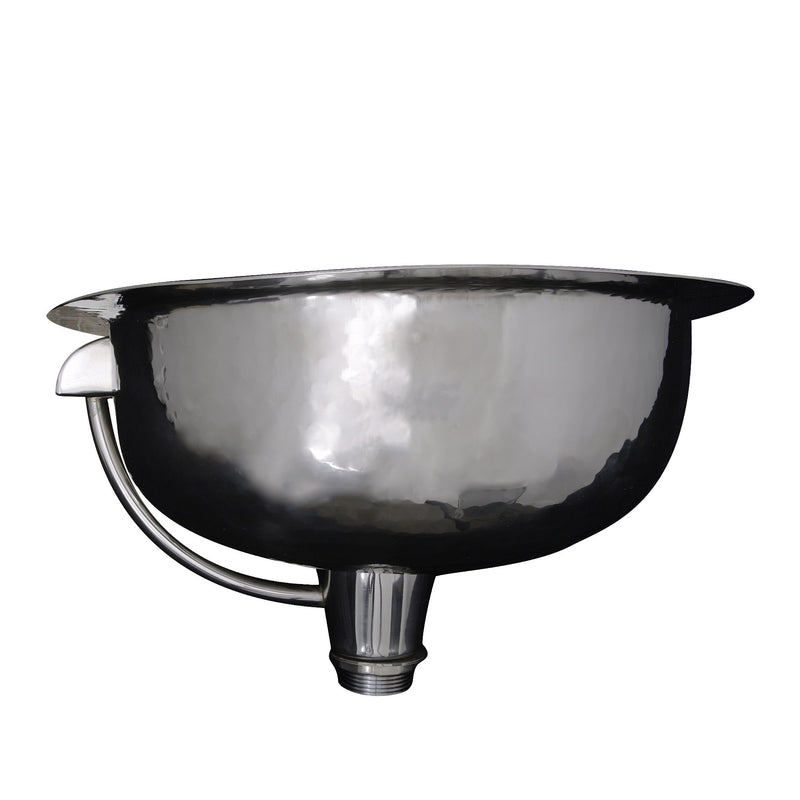 Nantucket Sinks OVS-OF 17.5 Inch x 13.75 Inch Hand Hammered Stainless Steel Oval Undermount Bathroom Sink With Overflow - view 4