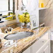 Nantucket Sinks OVS-OF 17.5 Inch x 13.75 Inch Hand Hammered Stainless Steel Oval Undermount Bathroom Sink With Overflow - view 5