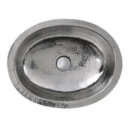 Nantucket Sinks OVS-OF 17.5 Inch x 13.75 Inch Hand Hammered Stainless Steel Oval Undermount Bathroom Sink With Overflow