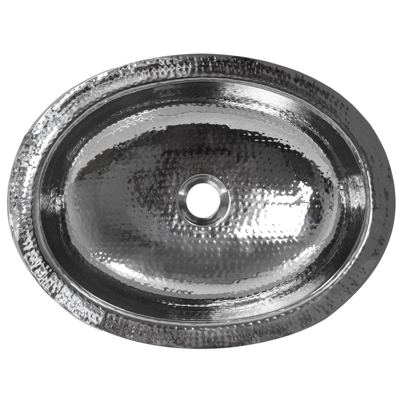 Nantucket Sinks OVS 17.75 Inch x 13.75 Inch Hand Hammered Stainless Steel Oval Undermount Bathroom Sink