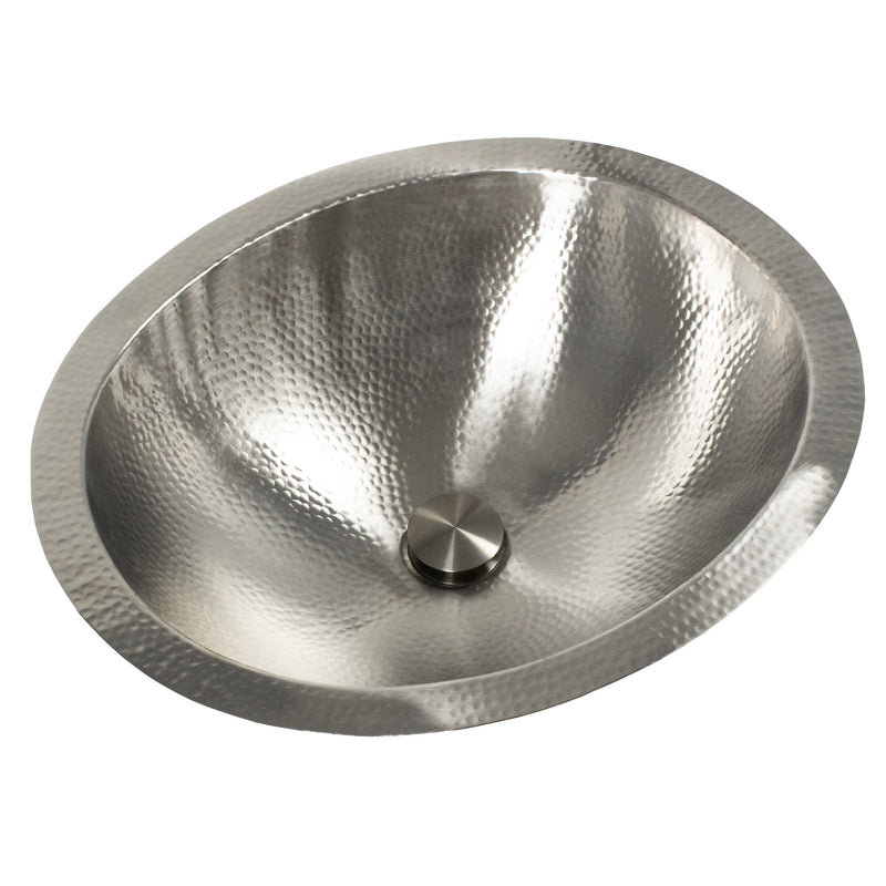 Nantucket Sinks OVS2017 19.75 Inch Hand Hammered Matte Stainless Steel Oval Bathroom Sink - view 5