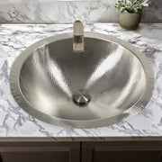 Nantucket Sinks OVS2017 19.75 Inch Hand Hammered Matte Stainless Steel Oval Bathroom Sink - view 6