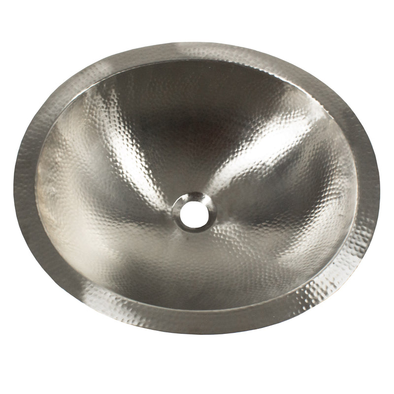 Nantucket Sinks OVS2017 19.75 Inch Hand Hammered Matte Stainless Steel Oval Bathroom Sink