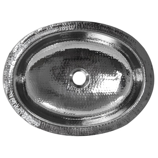Nantucket Sinks OVS 17.75 Inch x 13.75 Inch Hand Hammered Stainless Steel Oval Undermount Bathroom Sink