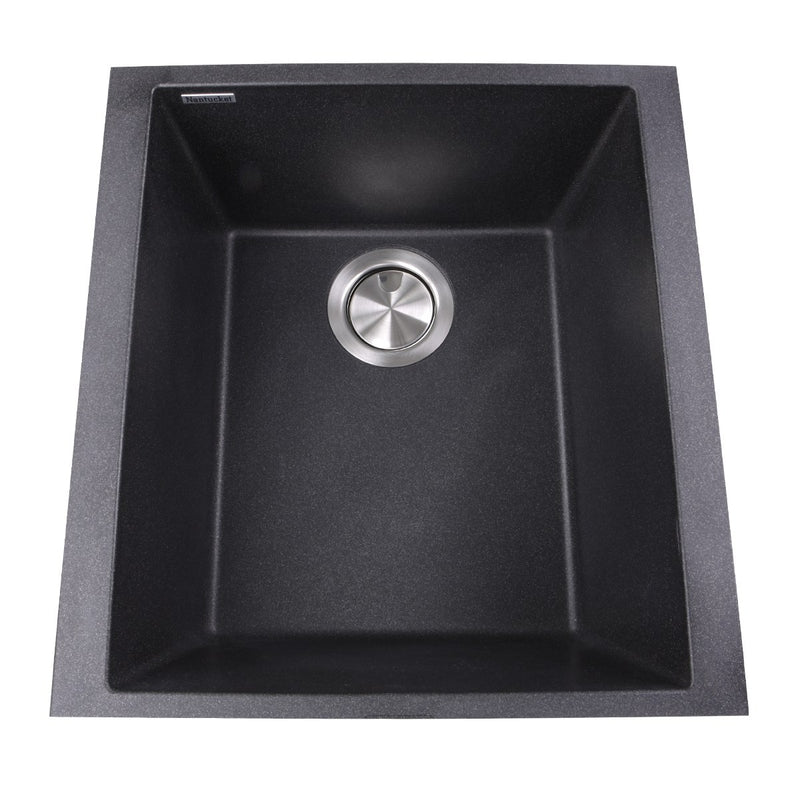 Nantucket Sinks 17" Single Bowl Undermount Granite Composite Bar-Prep Sink Black PR1716-BL