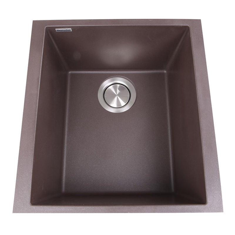 Nantucket Sinks 17" Single Bowl Undermount Granite Composite Bar-Prep Sink Brown PR1716-BR