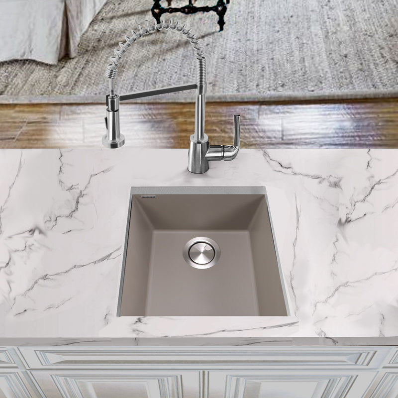 Nantucket Sinks 17" Single Bowl Undermount Granite Composite Bar-Prep Sink Truffle PR1716-TR - view 7