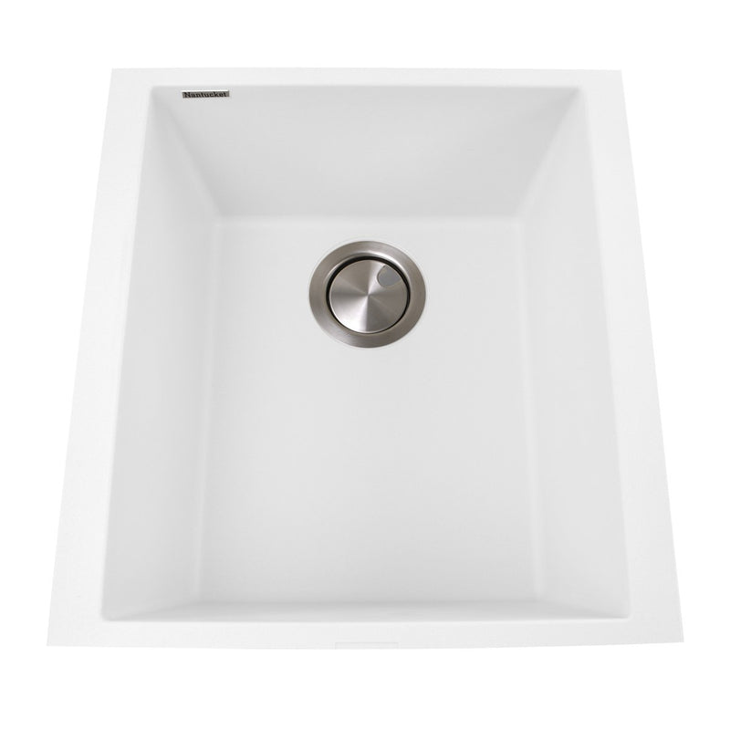Nantucket Sinks 17" Single Bowl Undermount Granite Composite Bar-Prep Sink White PR1716-W