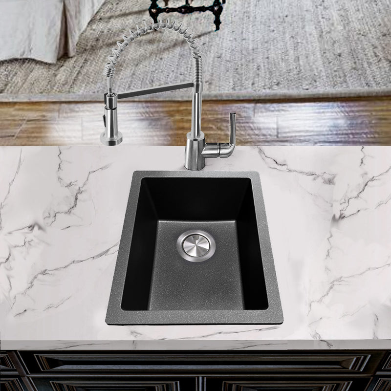 Nantucket Sinks Single Bowl Dual-mount Granite Composite Bar-Prep Sink Black PR1815-BL - view 6