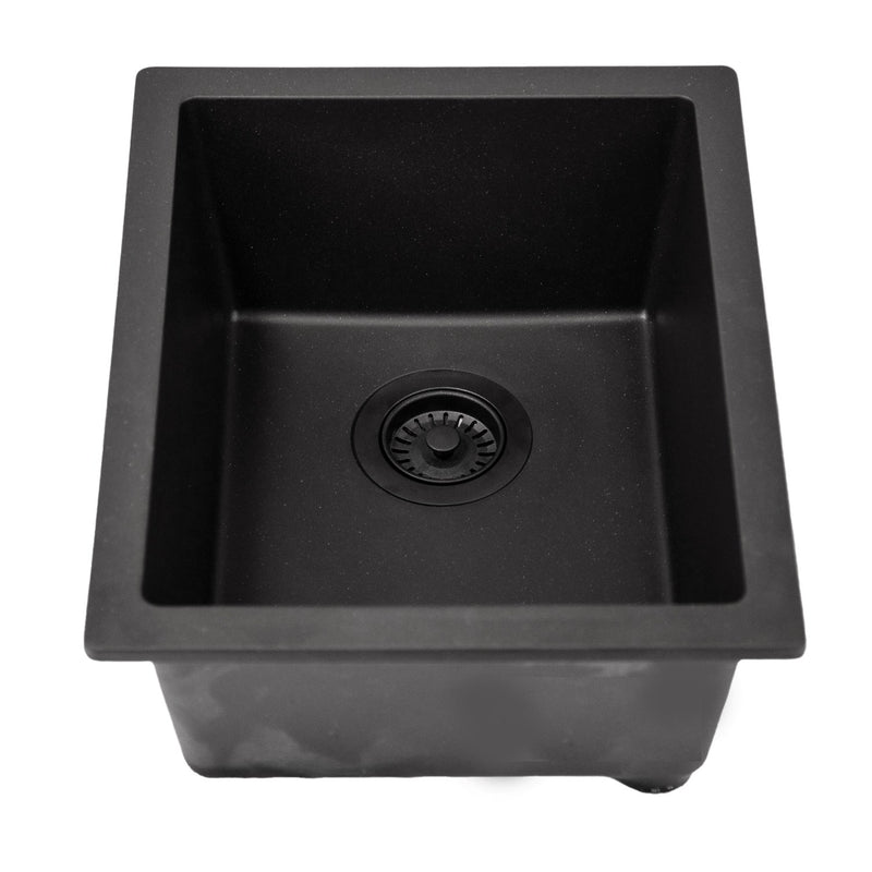 Nantucket Sinks Single Bowl Dual-mount Granite Composite Bar-Prep Sink Black PR1815-BL