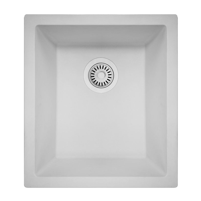 Nantucket Sinks Single Bowl Dual-mount Granite Composite Bar-Prep Sink White PR1815-W