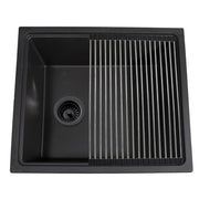 Nantucket Sinks 22" Dualmount Granite Composite Prep-Station with Side Set Drain - Black PR2219PS-BL - view 2