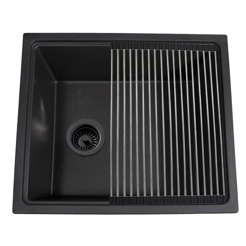 Nantucket Sinks 22" Dualmount Granite Composite Prep-Station with Side Set Drain - Black PR2219PS-BL - view 2