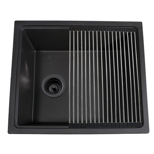 Nantucket Sinks 22" Dualmount Granite Composite Prep-Station with Side Set Drain - Black PR2219PS-BL - view 2