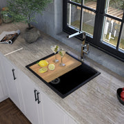 Nantucket Sinks 22" Dualmount Granite Composite Prep-Station with Side Set Drain - Black PR2219PS-BL - view 5