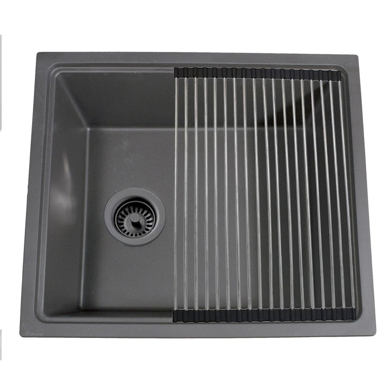 Nantucket Sinks 22" Dualmount Granite Composite Prep-Station with Side Set Drain - Titanium PR2219PS-TI - view 2