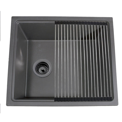 Nantucket Sinks 22" Dualmount Granite Composite Prep-Station with Side Set Drain - Titanium PR2219PS-TI - view 2