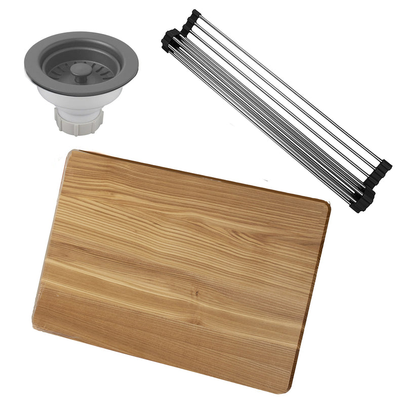 Nantucket Sinks 22" Dualmount Granite Composite Prep-Station with Side Set Drain - Titanium PR2219PS-TI - view 3