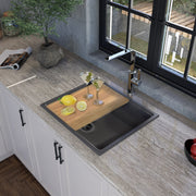Nantucket Sinks 22" Dualmount Granite Composite Prep-Station with Side Set Drain - Titanium PR2219PS-TI - view 6
