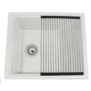 Nantucket Sinks 22" Dualmount Granite Composite Prep-Station with Side Set Drain - White PR2219PS-W - view 2