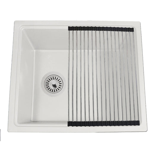 Nantucket Sinks 22" Dualmount Granite Composite Prep-Station with Side Set Drain - White PR2219PS-W - view 2