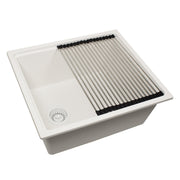 Nantucket Sinks 22" Dualmount Granite Composite Prep-Station with Side Set Drain - White PR2219PS-W - view 3