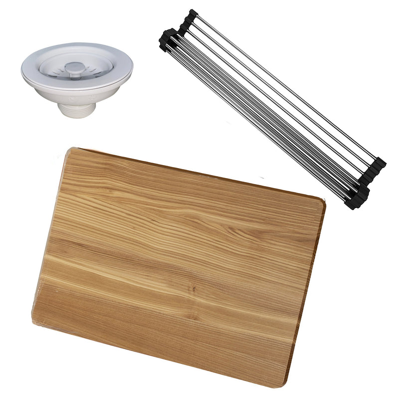 Nantucket Sinks 22" Dualmount Granite Composite Prep-Station with Side Set Drain - White PR2219PS-W - view 4