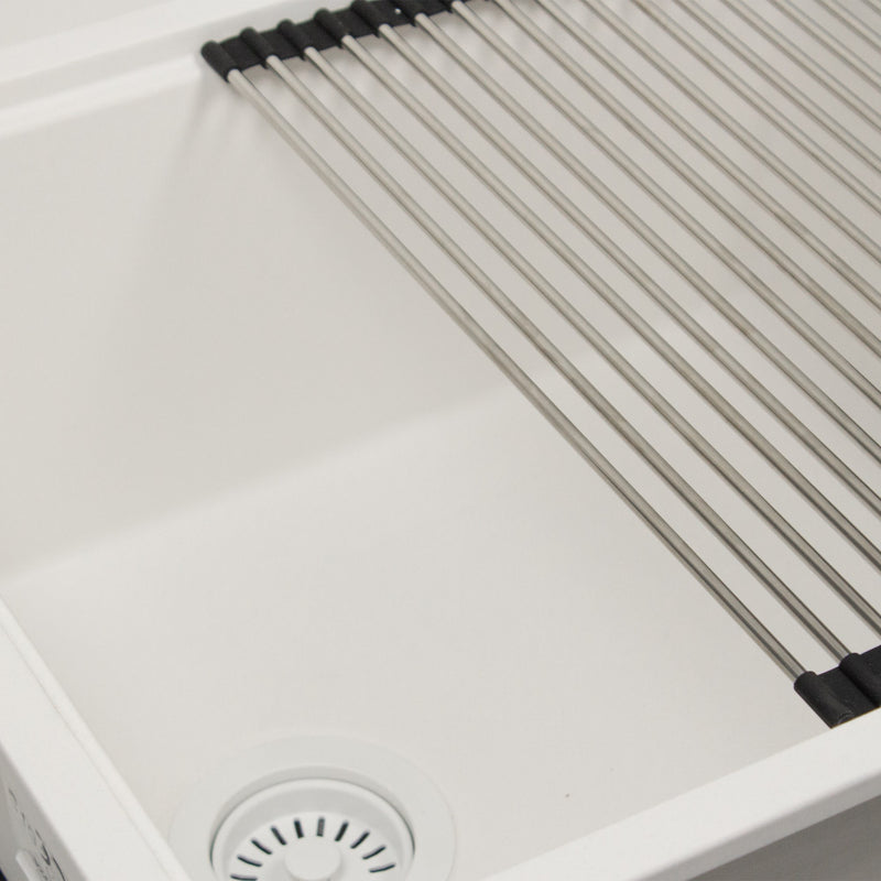 Nantucket Sinks 22" Dualmount Granite Composite Prep-Station with Side Set Drain - White PR2219PS-W - view 5