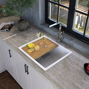 Nantucket Sinks 22" Dualmount Granite Composite Prep-Station with Side Set Drain - White PR2219PS-W - view 7