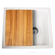 Nantucket Sinks 22" Dualmount Granite Composite Prep-Station with Side Set Drain - White PR2219PS-W