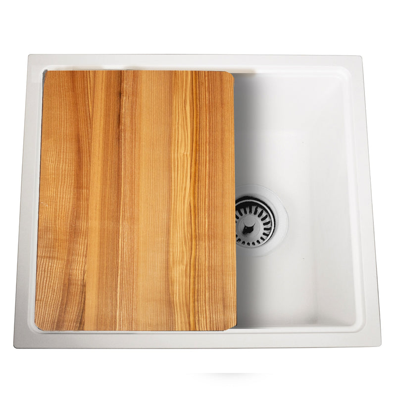 Nantucket Sinks 22" Dualmount Granite Composite Prep-Station with Side Set Drain - White PR2219PS-W