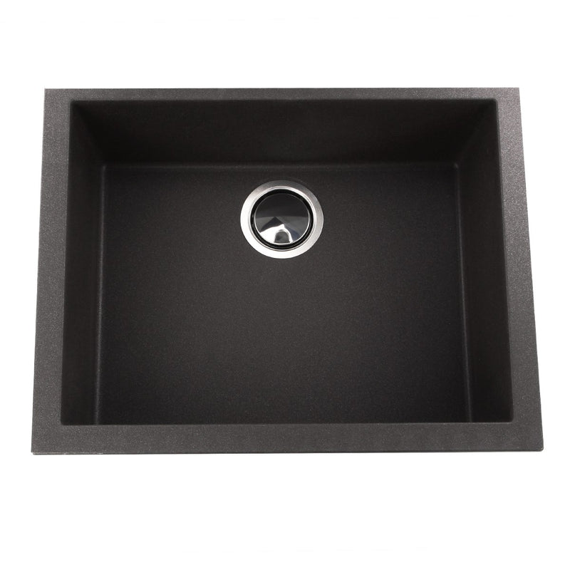 Nantucket Sinks Small Single Bowl Undermount Granite Composite Sink - Black PR2418-BL