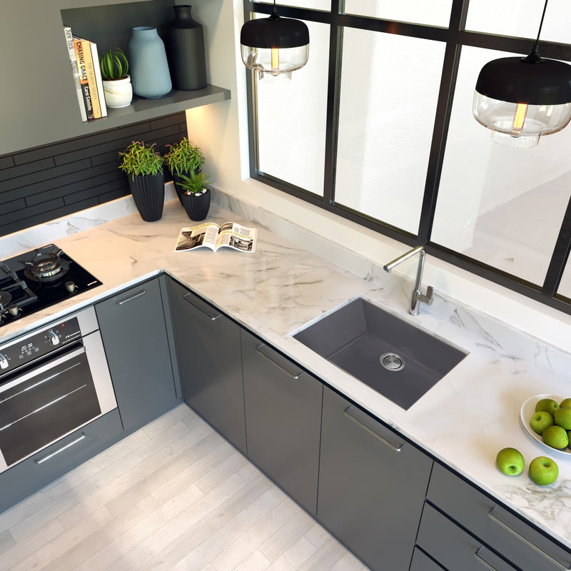 Nantucket Sinks Small Single Bowl Undermount Granite Composite Sink - Titanium PR2418-TI - view 5