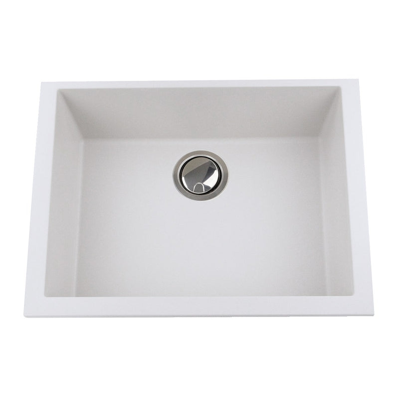 Nantucket Sinks Small Single Bowl Undermount Granite Composite Sink - White PR2418-W