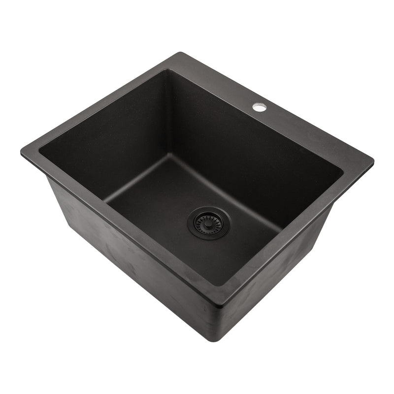 Nantucket Sinks Single Bowl Dual-mount Granite Composite Laundry Sink Black PR2522-DM-BL - view 2
