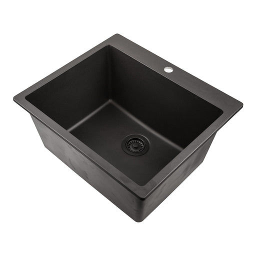 Nantucket Sinks Single Bowl Dual-mount Granite Composite Laundry Sink Black PR2522-DM-BL - view 2