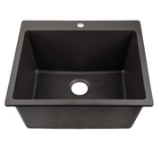 Nantucket Sinks Single Bowl Dual-mount Granite Composite Laundry Sink Black PR2522-DM-BL