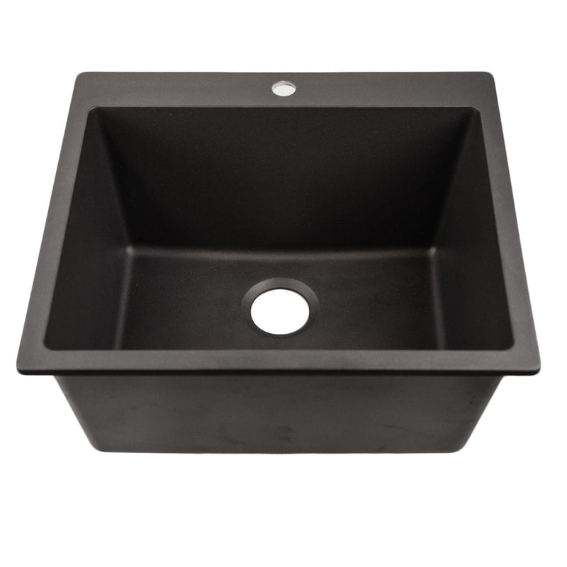Nantucket Sinks Single Bowl Dual-mount Granite Composite Laundry Sink Black PR2522-DM-BL