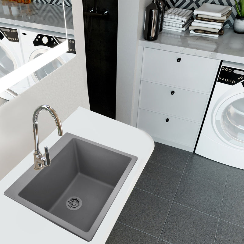 Nantucket Sinks Single Bowl Dual-mount Granite Composite Laundry Sink Titanium PR2522-DM-TI - view 6